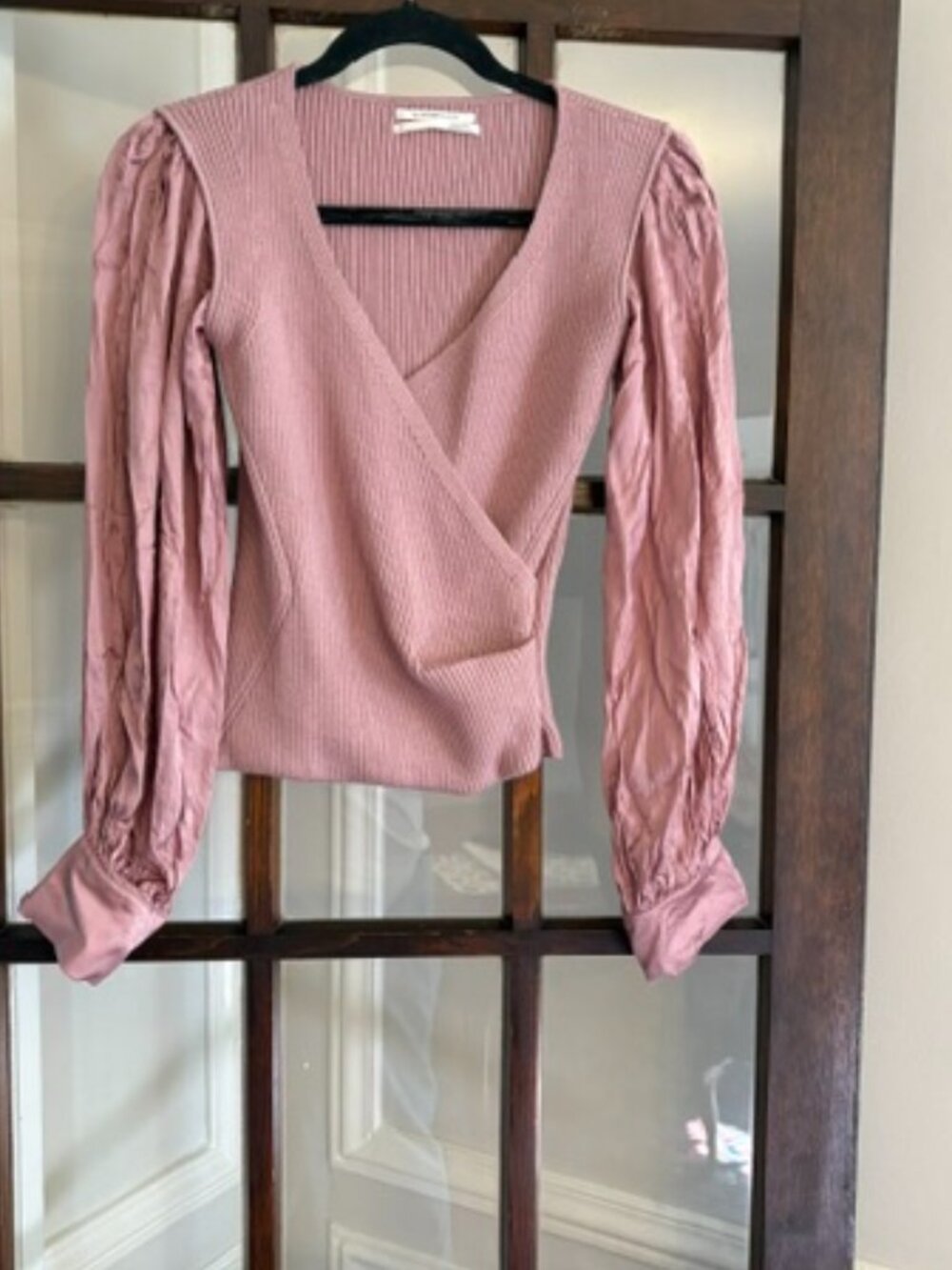 Anthropologie Pink V-neck Blouse, Size Small